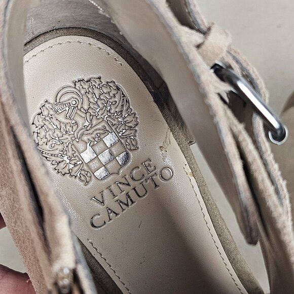 Vince Camuto Ennley Size 11 Suede Open Peep Toe Cut Out Shootie Zip Heel Leather - Picture 8 of 10